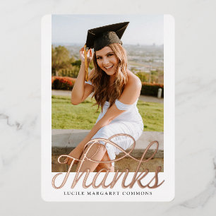 Invitación Con Relieve Metalizado Foto de graduación Gracias