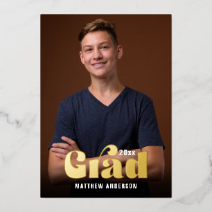 Invitación Con Relieve Metalizado Foto de graduación Retro Clase de 2026 Graduación