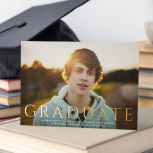 Invitación Con Relieve Metalizado Foto de graduado de tipo clásico   REAL DE graduac