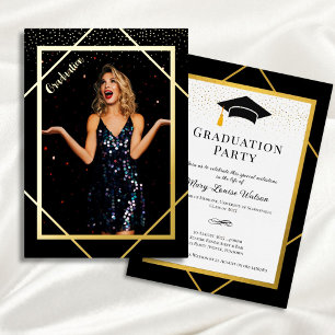 Invitación Con Relieve Metalizado Foto de la fiesta de graduación del Relieve metali
