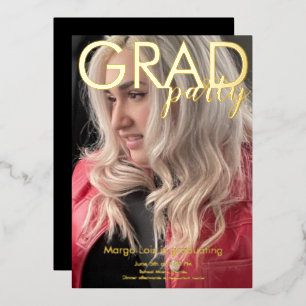 Invitación Con Relieve Metalizado Foto de la fiesta de graduación moderna impresa