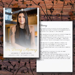 Invitación Con Relieve Metalizado Foto de memoria amorosa Funeral Obituario simple