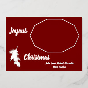 Invitación Con Relieve Metalizado Foto de Navidad Alegre de Papel de Plata Oscuro Ro