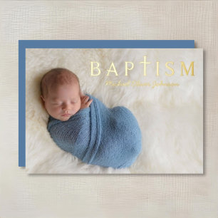 Invitación Con Relieve Metalizado Foto de oro de bautismo de travesía religiosa