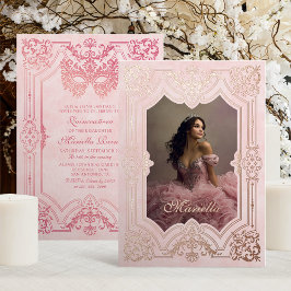 Invitación Con Relieve Metalizado Foto de Quinceanera