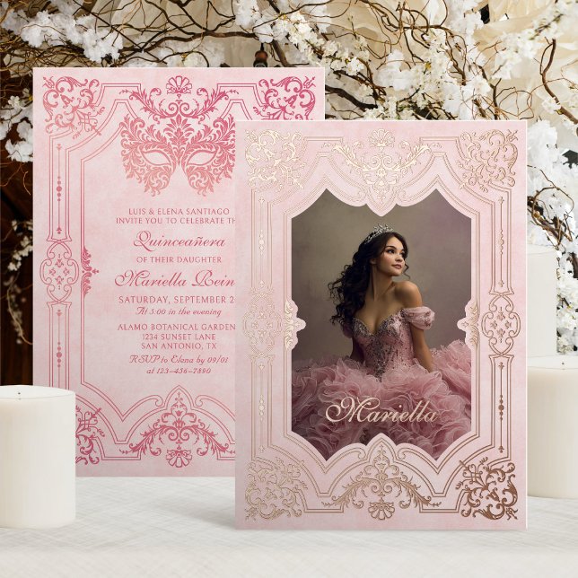 Invitación Con Relieve Metalizado Foto de Quinceanera (Subido por el creador)