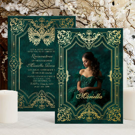 Invitación Con Relieve Metalizado Foto de Quinceanera