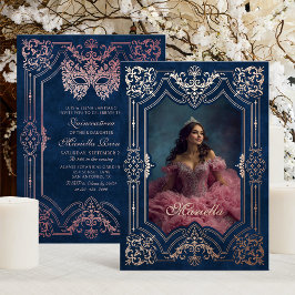 Invitación Con Relieve Metalizado Foto de Quinceanera