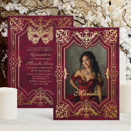 Invitación Con Relieve Metalizado Foto de Quinceanera