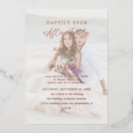 Invitación Con Relieve Metalizado Foto de recepción de boda después de la fiesta - C