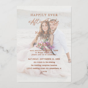 Invitación Con Relieve Metalizado Foto de recepción de boda después de la fiesta - C