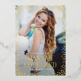 Invitación Con Relieve Metalizado Foto de retrato de graduación de Relieve metalizad