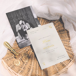 Invitación Con Relieve Metalizado Foto editorial minimalista de boda con lámina metá