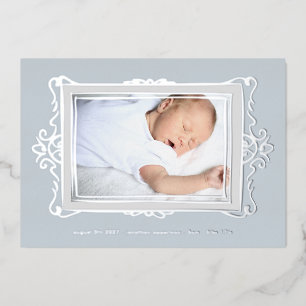 Invitación Con Relieve Metalizado foto elegante Relieve metalizado plateado marco be