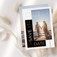 Foto en Blanco y Negro Rosa Dorado Save the Date