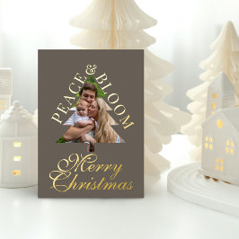 Invitación Con Relieve Metalizado Foto familiar árbol de pino guión gris oro real