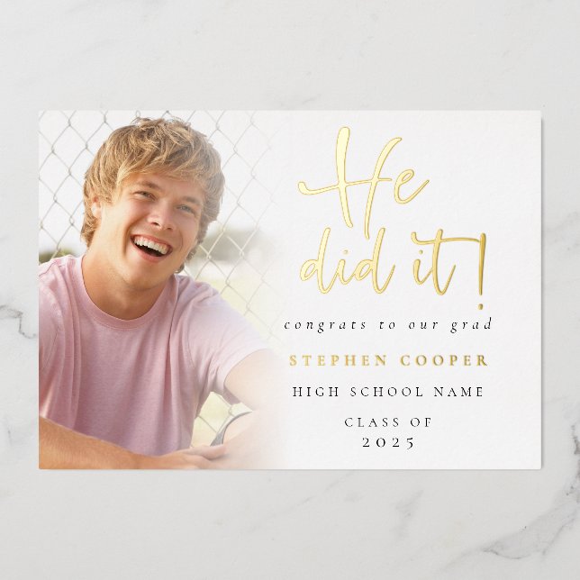 Invitación Con Relieve Metalizado Foto Grad 2024 Que Hizo Invitación De Relieve meta (Anverso)