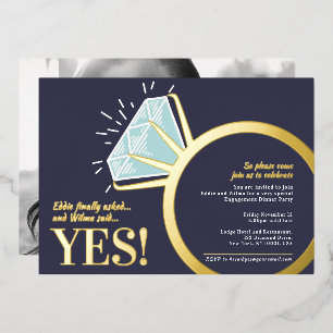 Invitación Con Relieve Metalizado Foto gráfica de anillo de diamantes de oro para fi