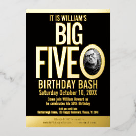 Invitación Con Relieve Metalizado Foto gráfica de los 5 0 50 cumpleaños