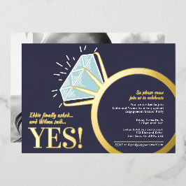 Invitación Con Relieve Metalizado Foto gráfica del anillo de oro de la parte de comp