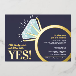 Invitación Con Relieve Metalizado Foto gráfica del anillo de oro de la parte de comp