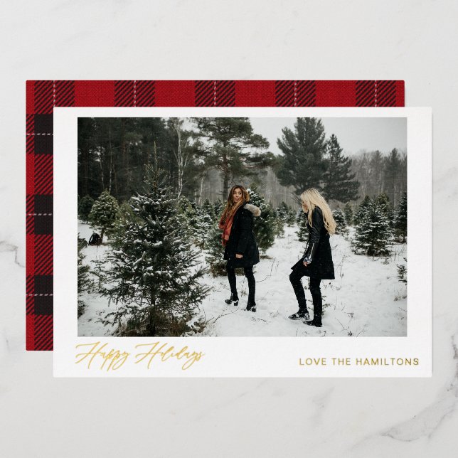 Invitación Con Relieve Metalizado Foto instantánea de Happy Holidays (Anverso/Reverso)