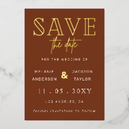 Invitación Con Relieve Metalizado Foto manuscrita de escritura de Terracotta Guardar