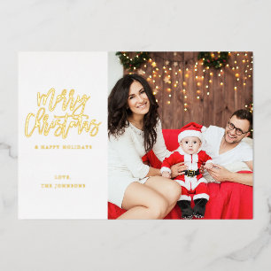 Invitación Con Relieve Metalizado Foto minimalista con brillo de papel metálico Feli