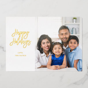 Invitación Con Relieve Metalizado Foto minimalista con brillo de papel metálico Feli