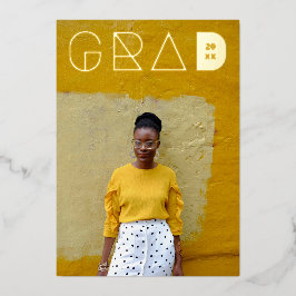 Invitación Con Relieve Metalizado Foto Moderna Graduación de Relieve metalizado dora