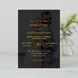 Invitación Con Relieve Metalizado Foto moderna vertical 5 boda oscura