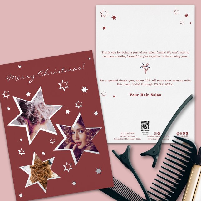 Invitación Con Relieve Metalizado Foto Navidades Stars Relieve metalizado Accents Ho (Photo Christmas Stars Foil Accents Holiday Card)