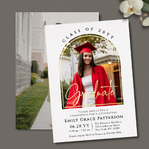 Invitación Con Relieve Metalizado Foto: Partido de Graduación de Guiones para Gradua