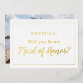 Invitación Con Relieve Metalizado Foto personalizada ¿Serás mi dama de honor?