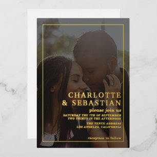 Invitación Con Relieve Metalizado Foto Por favor, únase a nosotros Boda Personalizad