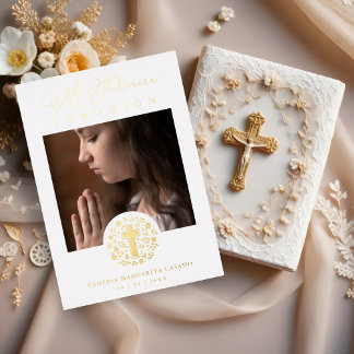 Invitación Con Relieve Metalizado Foto romántica de la corona floral dorada