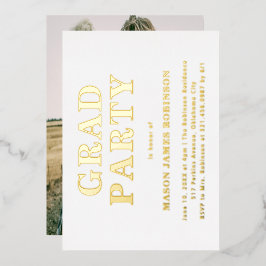Invitación Con Relieve Metalizado Foto simple fiesta moderna de graduación