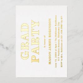 Invitación Con Relieve Metalizado Foto simple fiesta moderna de graduación