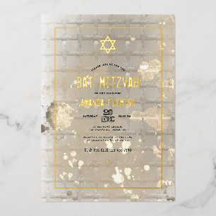 Invitación Con Relieve Metalizado Foto urbana de Bat Mitzvah en Hip Street