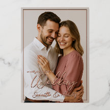 Foto y Caligrafía Minimalista Boda de Oro Real