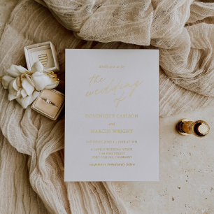 Invitación Con Relieve Metalizado Fotografía de caligrafía de Moda moderna Boda eleg