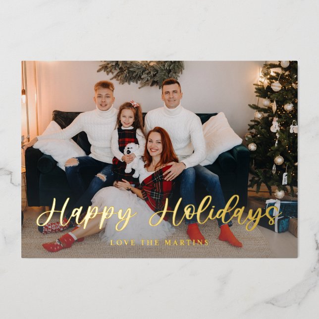 Invitación Con Relieve Metalizado Fotografía de Fun Script de Felices Fiestas - WH (Anverso)