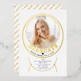 Invitación Con Relieve Metalizado Fotografía de graduación blanca inspirada en joyas