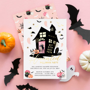 Invitación Con Relieve Metalizado Fotomonada Personalizado del partido Halloween en
