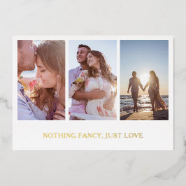 Invitación Con Relieve Metalizado Fotomontaje dorado elegante recepción de boda