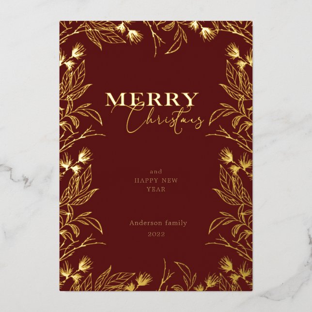 Invitación Con Relieve Metalizado Fotos de calilisis de oro de navidad (Anverso)