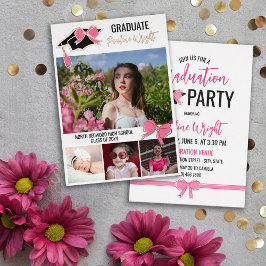 Invitación Con Relieve Metalizado Fotos de lazos rosados detalles de lámina dorada g