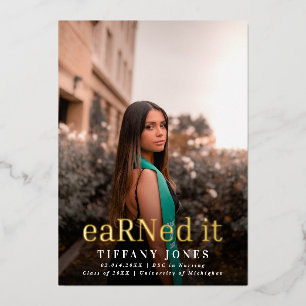 Invitación Con Relieve Metalizado Fotos Modernas de Enfermería Licenciada Graduación