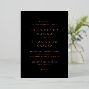 Invitación Con Relieve Metalizado Francesca Black Classic Boda