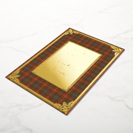 Invitación Con Relieve Metalizado Fraser Red Weathered Tartan Gold